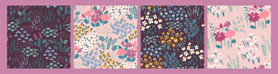  Floral seamless patterns. Vector design for paper, cover, fabric, interior decor and other. © Nadia Grapes