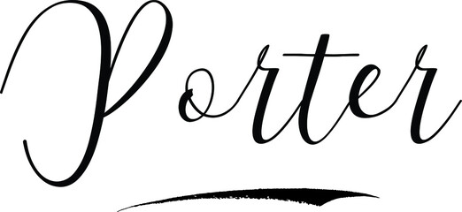 Obraz premium Porter -Male Name Cursive Calligraphy on White Background