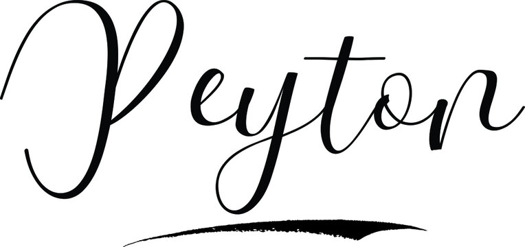 Peyton -Male Name Cursive Calligraphy on White Background