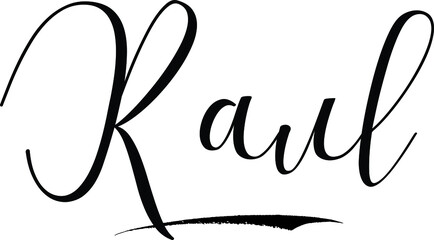  Raul -Male Name Cursive Calligraphy on White Background