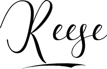 Reese -Male Name Cursive Calligraphy on White Background