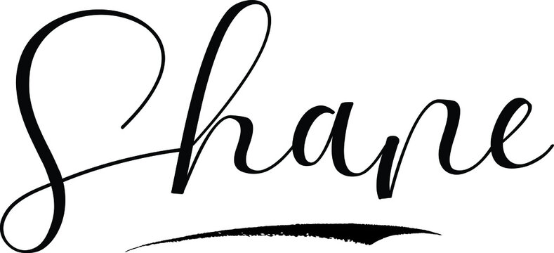 Shane -Male Name Cursive Calligraphy on White Background