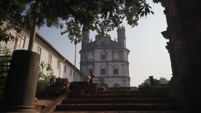 Church St Francis Assisi Old Goa, India at sunrise. UNESCO heritage sites.