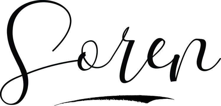 Soren -Male Name Cursive Calligraphy on White Background