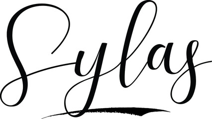 Sylas -Male Name Cursive Calligraphy on White Background