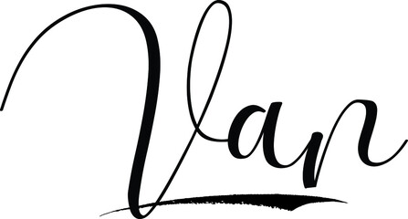 Van -Male Name Cursive Calligraphy on White Background