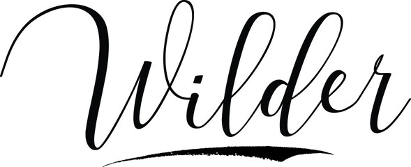 Wilder -Male Name Cursive Calligraphy on White Background