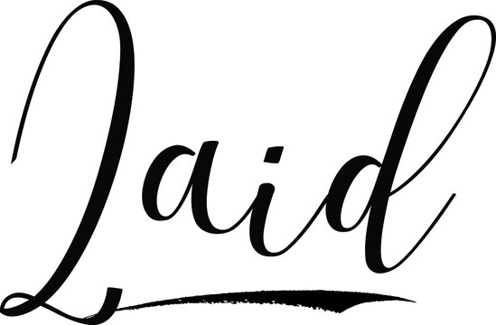 Zaid -Male Name Cursive Calligraphy on White Background