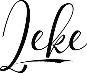 Zeke -Male Name Cursive Calligraphy on White Background