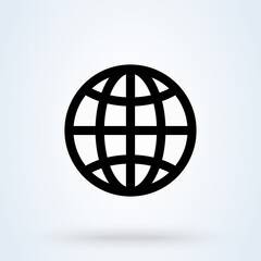 World planet sign line icon or logo. Earth concept. globe vector linear illustration.