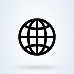 World planet sign line icon or logo. Earth concept. globe vector linear illustration.