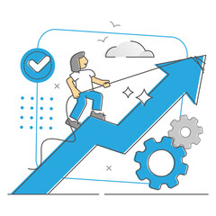 Progress growth as development and improvement rise monocolor outline concept