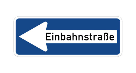 One way traffic road sign left in german language