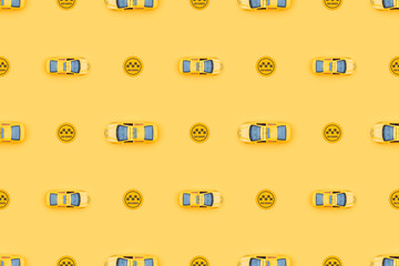 Seamless pattern on the theme of taxi. Yellow pattern.