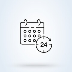 calendar and clock sign line icon or logo. appointment, important date concept. Scheduler linear illustration.