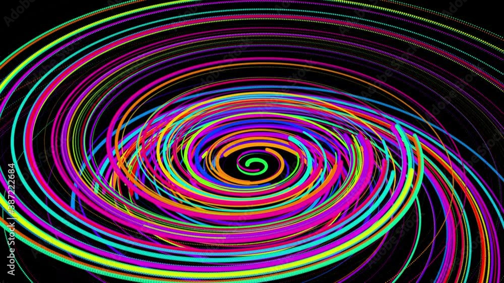 Poster stylish creative abstract background in 4k. colored lines swirling in spiral fly along swirling path