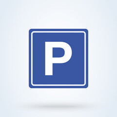 car parking sign icon or logo. Parking Area concept. Street Signage, Road Sign illustration.