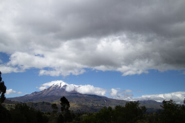 panorama view of the mighty volcano chimborazo in ecuador