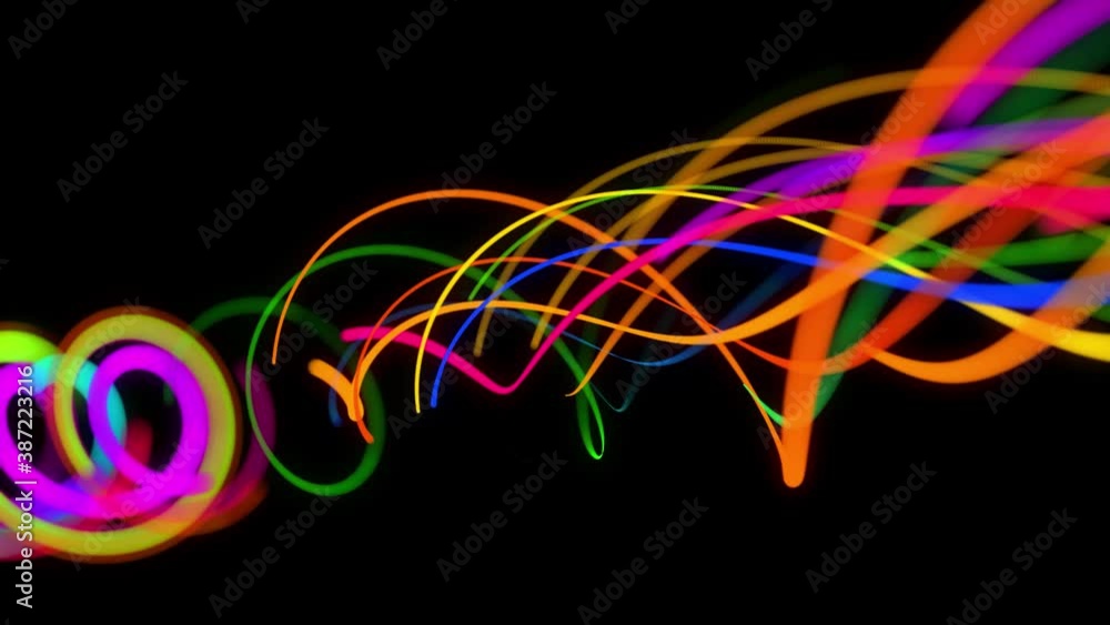 Poster stylish creative abstract background in 4k. colored lines swirling in spiral fly along swirling path
