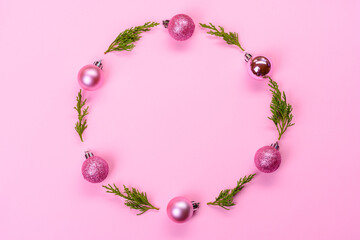 Christmas bright colored decorative background with New Year decorations