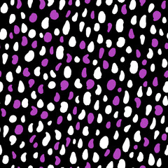 Small brush strokes simple geometric elements. Trendy flat illustration with little colorful painted round and oval shapes, Abstract seamless pattern in minimalist style. Fashion design.