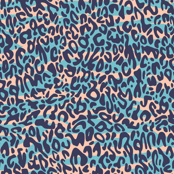 Zebra leopard print. African animal skin print fur texture background mixed with wavy artistic stripes. Striped geometric vector seamless pattern.