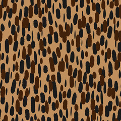 Small brush strokes simple geometric elements. Trendy flat illustration with little colorful painted elongated oval shapes, Abstract seamless pattern in minimalist style. Fashion design.