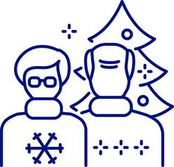 line icon, grandparents under the tree