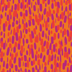 Small brush strokes simple geometric elements. Trendy flat illustration with little colorful painted elongated oval shapes, Abstract seamless pattern in minimalist style. Fashion design.