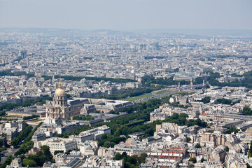 Fototapeta na wymiar Golden dom of the Invalides, Paris panorama.
