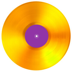 Gold record music, vinyl disc award isolated on white background.