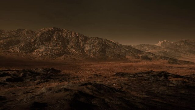 Desert landscape on the planet mars 