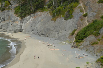 Hiking and camping in the enchanting forest around Shi Shi Beach on the Olympic Peninsula of Washington State, USA