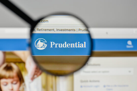 Milan, Italy - November 1, 2017: Prudential Financial logo on the website homepage.