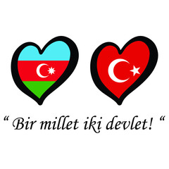 Azerbaijan - Turkey flag heart friends country ector graphic graphic element Illustration template design