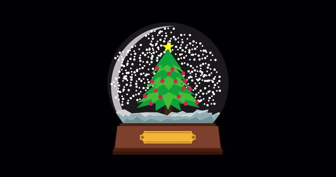 Snow globe Christmas vector illustration glass ball background. Winter xmas sphere new year transparent snowball