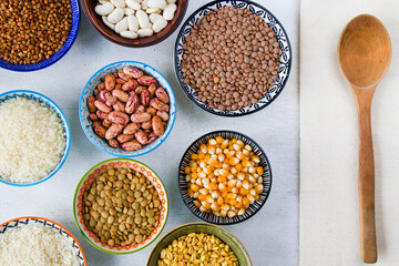 Healthy grains and beans, full of vitamins