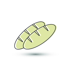 Vector baguette bread icon. Bakery food symbol. For design, web site design, logo, app, UI/UX