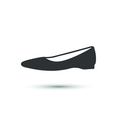 Vector ballet flats woman classic shoe icon. Low heels icon isolated on white background. For design, web, advertising banner.