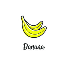 Obraz na płótnie Canvas Vector banana icon. Healthy food, fruit symbol. For design, web site design, logo, app, UI.