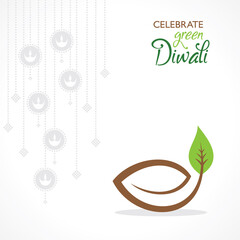 Fototapeta premium Greeting for celebrate green diwali concept