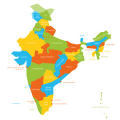 Fototapeta premium India - political map of administrative divisions