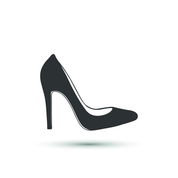 Vector woman shoe icon. High heels icon isolated on white background. For design, web, advertising banner.