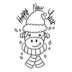 Coloring page with a new year's bull