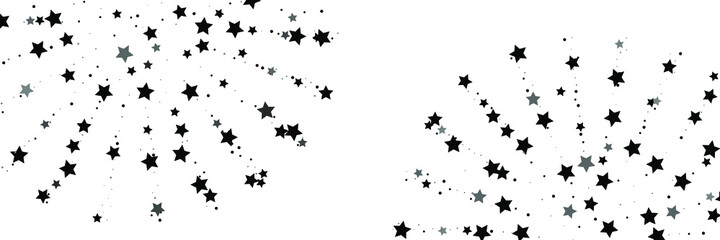 Shooting stars confetti. Black, white colors. Festive background. Abstract texture on a white background. Design element. Vector illustration, eps 10.