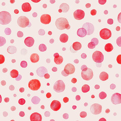 Watercolor hand painted red orange and pink circles collection on light.