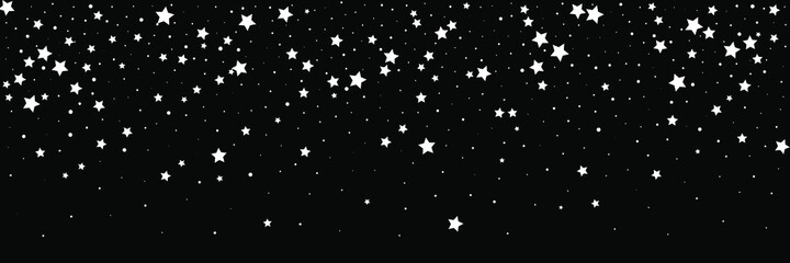 Shooting stars confetti. Black, white colors. Festive background. Abstract texture on a white background. Design element. Vector illustration, eps 10.