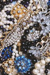 Jewel set. Beautiful fashion jewelry with precious shiny stones, pearls and diamonds for women....