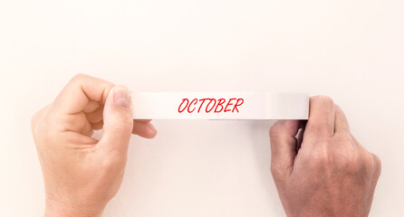 October results and recap of the month, male analyzing monthly report concept