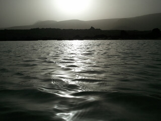 strong haze, beach in backlight, Lanzarote